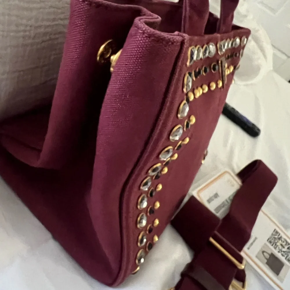 Prada Burgundy Studded Women's Bag - Picture 5 of 13